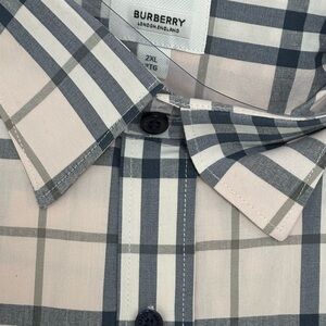 Burberry Men's Navy and Cream Plaid Shirt